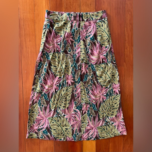 NWOT Madewell Midi Skirt in Brushstroke Monstera - Size 8 - Picture 4 of 6